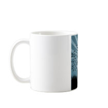 Tree Leaves Grass Silhouette & Sunburst - Blue Coffee Mugs