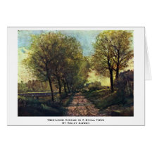 Tree-Lined Avenue In A Small Town By Sisley Alfred Greeting Cards