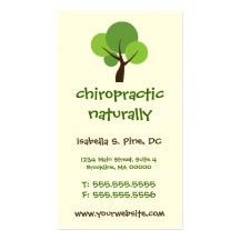 Tree Logo Vertical Chiropractic Business Cards