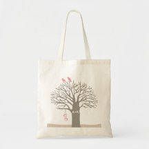 Tree Love Birds Love Initial Custom Tote Bag