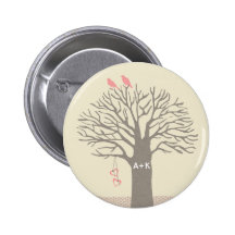 Tree Love Birds Love Initials Custom Button