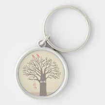 Tree Love Birds Love Initials Custom Keychain