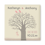 Tree Love Birds Save The Date Magnet Pink