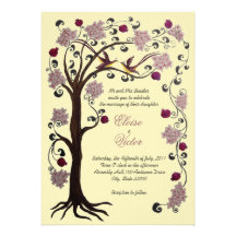 Tree of Life wedding invitation (v) rose /ivory