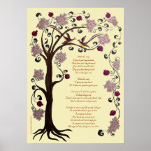Tree of Life Wedding vows, (v) rose /ivory Print