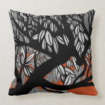 Tree (orange) throw pillow
