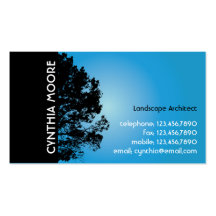 Tree Silhouette - Blue Business Card Templates