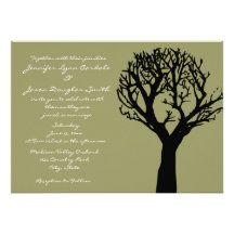 Tree Silhouette Country Sage Wedding Invitations