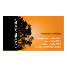 Tree Silhouette - Orange Business Cards