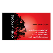 Tree Silhouette - Red Business Card Template