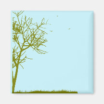 tree silhouette refrigerator magnet