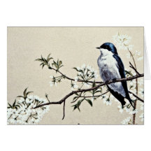 Tree swallow  flowers greeting card