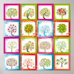 Tree tiles 4x4 posters