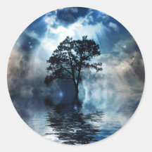 Tree & Water Round Stickers