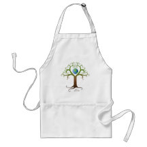 Tree with branches surrounding planet earth apron