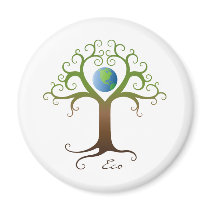 Tree with branches surrounding planet earth magnet