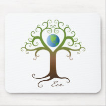 Tree with branches surrounding planet earth mousepads