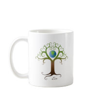 Tree with branches surrounding planet earth mug