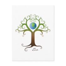 Tree with branches surrounding planet earth post cards