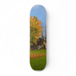 Tree With Falling Leaves In Autumn Skateboard