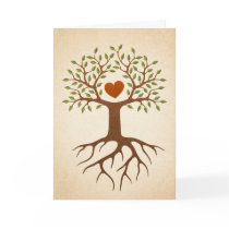 Tree with heart and roots family reunion invite cards