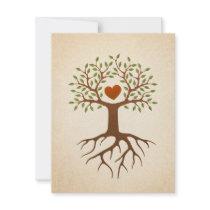 Tree with heart and roots family reunion invite