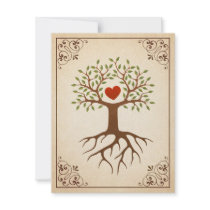 Tree with heart ornate frame family reunion invite