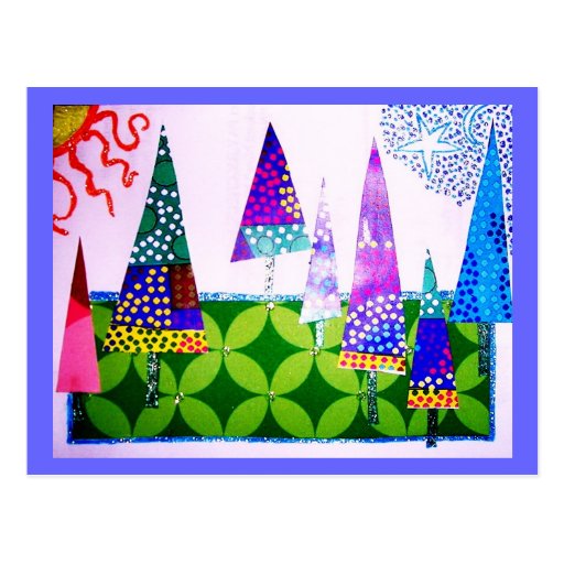 Trees Collage, Happy Holidays Post Card