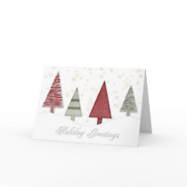Trees Gold Snowflakes Christmas Greeting Cards