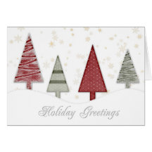 Trees Gold Snowflakes Christmas Greeting Cards