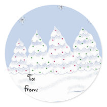 Trees of White Round Stickers