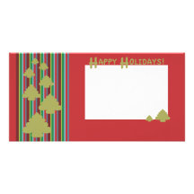 Trees on Stripes with a Red Background Photo Greeting Card