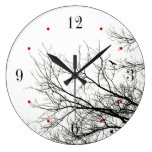 Trees Silhouette Black and White Wall Clock