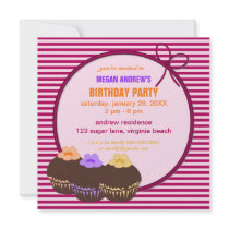 Trelaine Cupcake Birthday Party Invitation