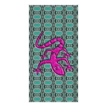 Trendy Aztec Lizzard in Pink and Teal Personalized Photo Card
