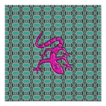 Trendy Aztec Lizzard in Pink and Teal Photograph