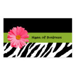 Trendy Black And White Zebra Print Pink Daisy Business Card Template