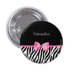 Trendy Black And White Zebra Print Pink Ribbon