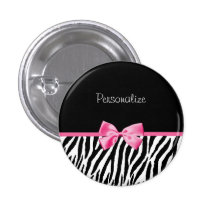 Trendy Black And White Zebra Print Pink Ribbon