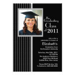 Trendy Black Stripes Photo Graduation Invitation invitations