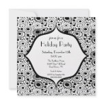 Trendy Black & White Holiday Party Invitation