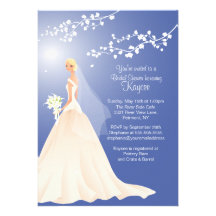 Trendy Blue BLONDE Bride Bridal Shower Invite