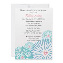 Trendy Blue Flower Bridal Shower Invitation