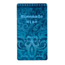 Trendy Blue Homemade Wine Label