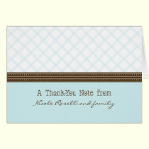 Trendy Blue Plaid Photo (inside) Thank You Card cards