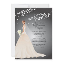 Trendy Bride Black & Grey Bridal Shower Invite