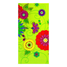 Trendy Bright Floral Print Photo Card Template