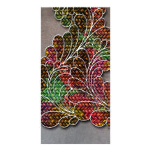 Trendy Colorful Swirly Floral Photo Card Template