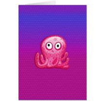 Trendy Cute Pink and Purple Octopus Cards