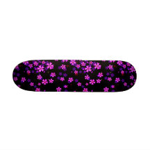 Trendy Cute Purple and Black Floral Print Skate Deck